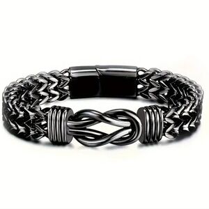 New! MEN'S Black Powder Coated Stainless Steel Punk Link Bracelet.  7.75"